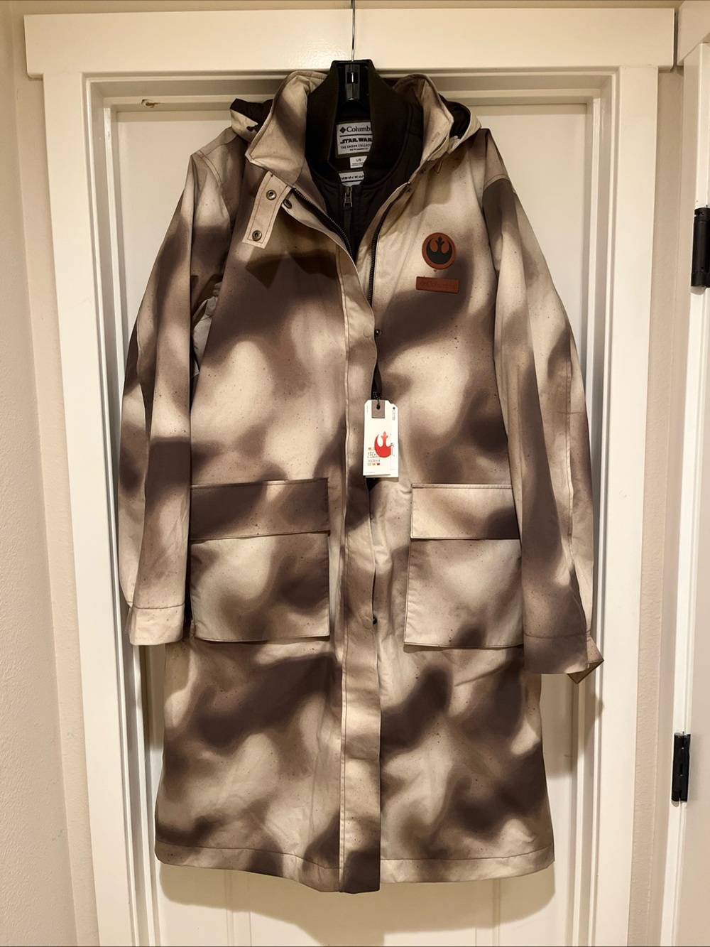 Mens Large 2025 Columbia Star Wars General Han Solo Trench Coat Endor New Tag